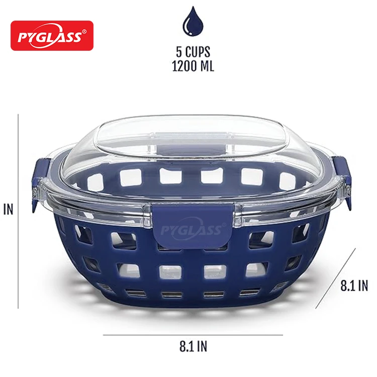 glass meal prep container with airtight lid & silicone sleeve – best insulated lunch box for office & home