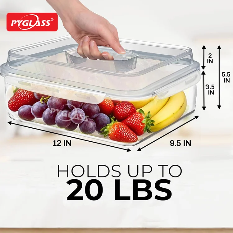 pyglass 6500ml high borosilicate large glass food storage containers with handle lid extra large airtight glass storage containers with locking lids