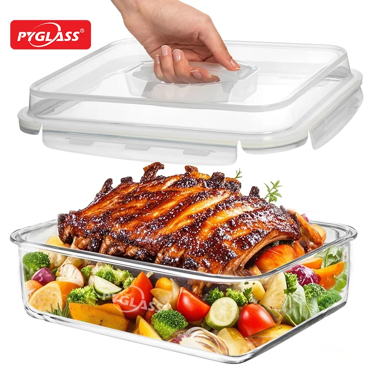 pyglass 6500ml high borosilicate large glass food storage containers with handle lid extra large airtight glass storage containers with locking lids